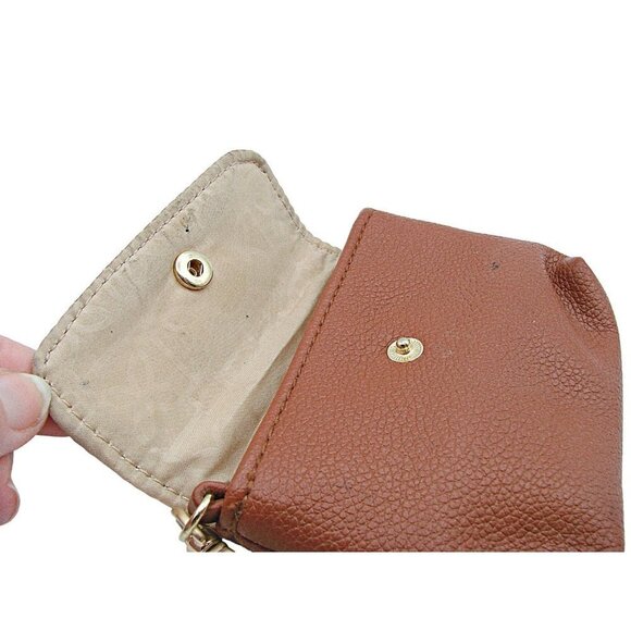 NEW Vegan Leather Belt Loop Latch Wristlet Pouch Wallet Tan Toffee Snap Closure - Picture 4 of 9